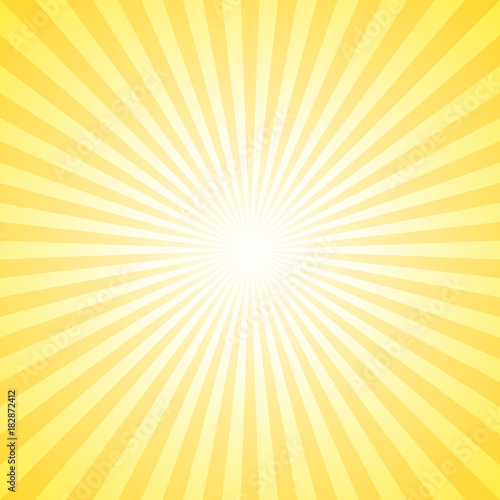 Yellow abstract sun burst background - gradient sunlight vector graphic design from radial stripes