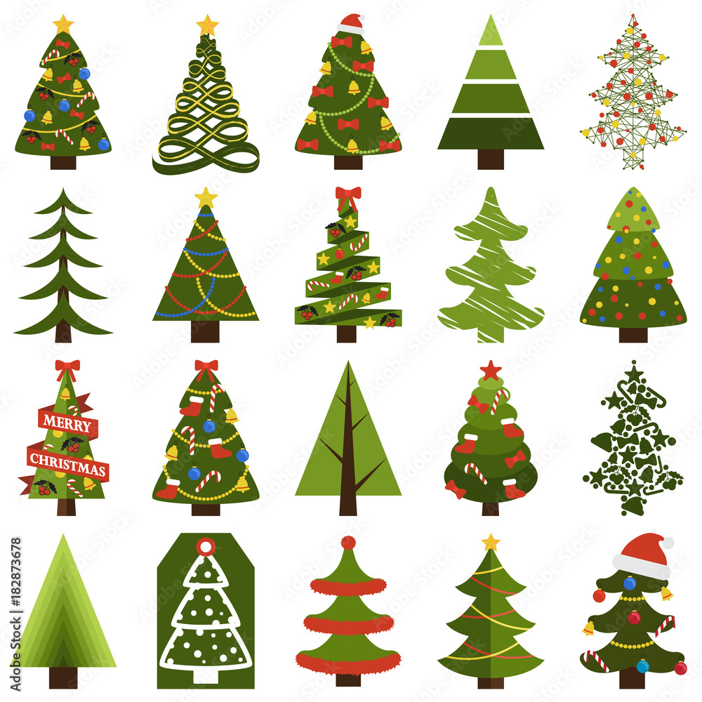 Fototapeta premium Christmas Trees in Natural Condition and Decorated