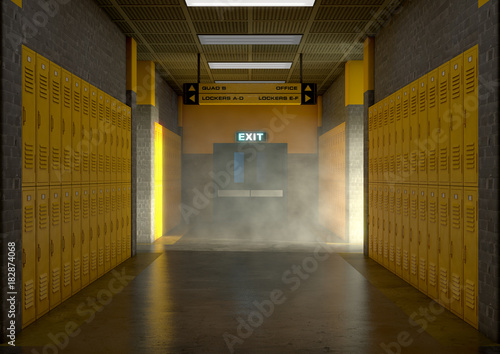 Yellow School Lockers Dirty