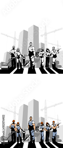 Team of construction workers