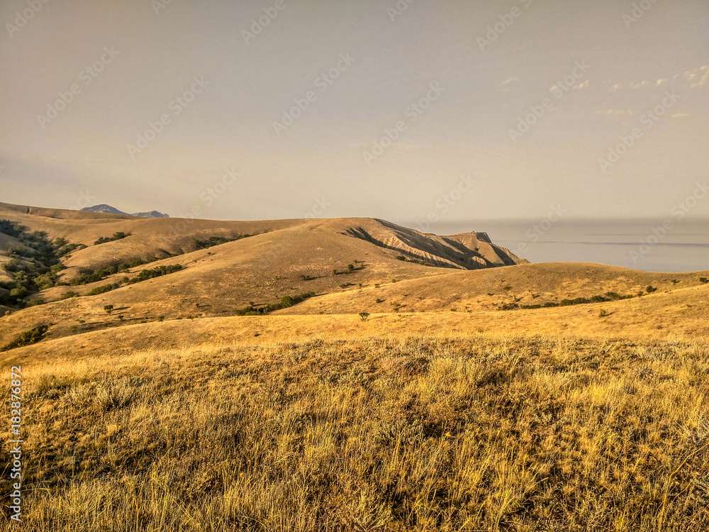 landscape with a shore  on the coast of the Black Sea of Crimea