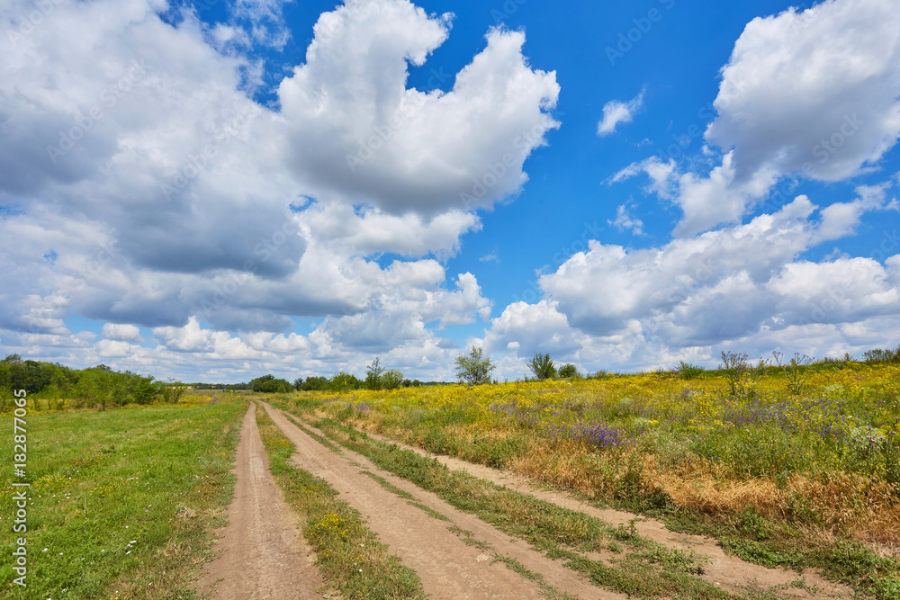 countryside road through fields with wheat countryside road through fields with wheat