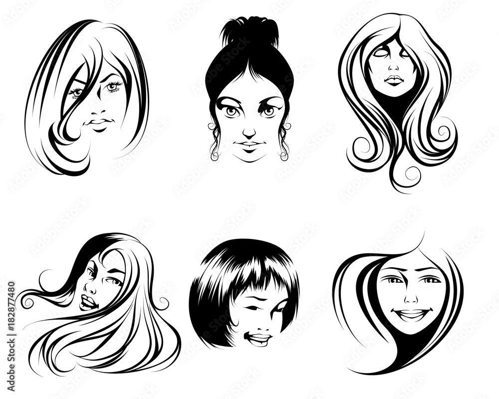 Six women's hairstyles Six women's hairstyles