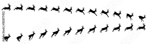 Deer Running and  jumping animation sprite sheets  Reindeer  Deer  Christmas  Silhouette