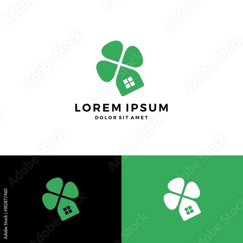 clover house home leaf four logo vector download