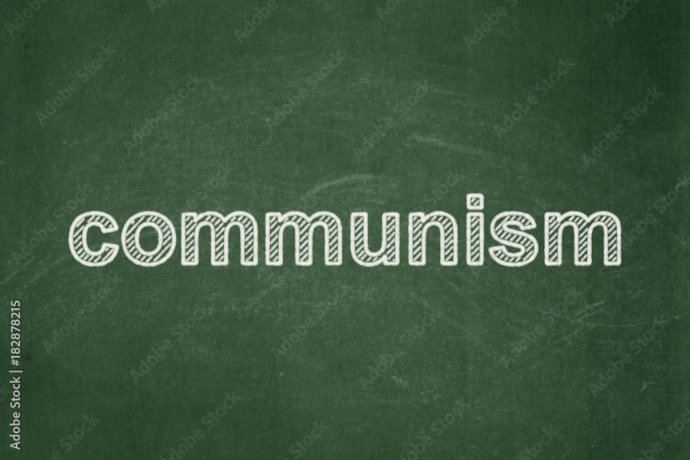 Politics concept: text Communism on Green chalkboard background Politics concept: text Communism on Green chalkboard background