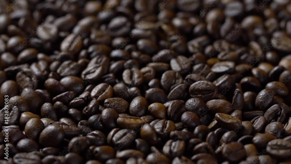 Rotating and falling Coffee beans. Nobody Rotating and falling Coffee beans. Nobody