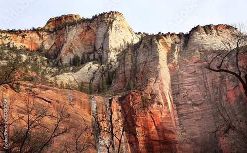 Temple of Sinawava Red Rock Wall Zion Canyon National Park Utah