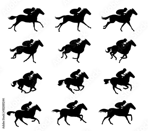 Horse running, silhouette, racecourse, competition,  sprite sheets, animation frames