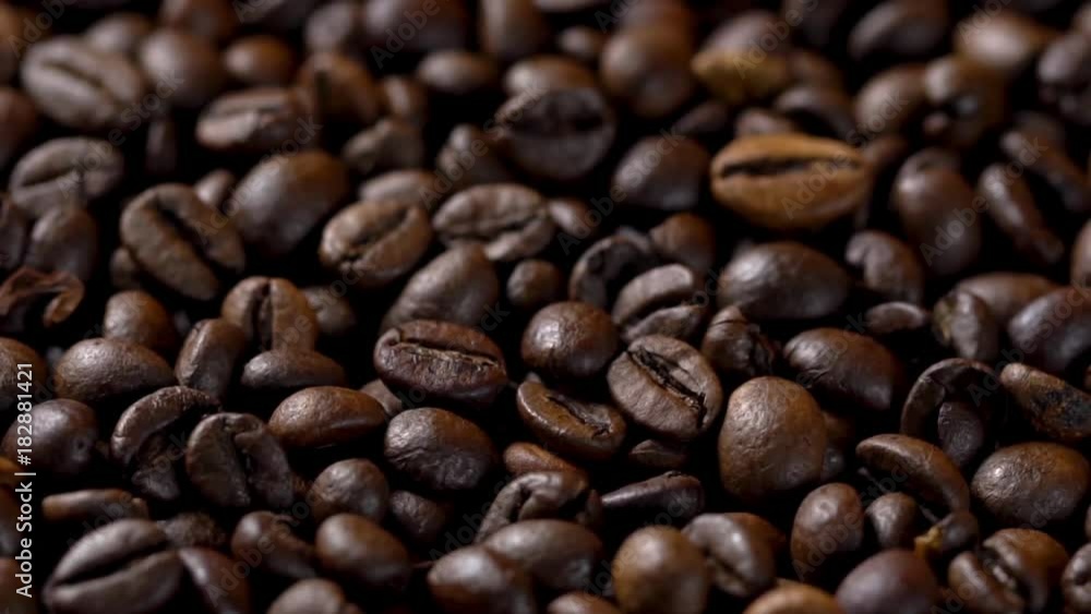 Rotating and falling Coffee beans. Nobody Rotating and falling Coffee beans. Nobody