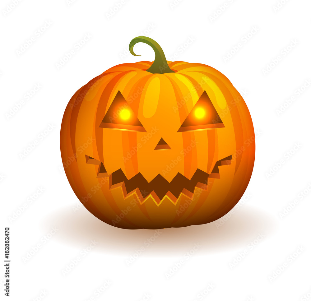 Pumpkin with Mischievous Face and Flame in Eyes Pumpkin with Mischievous Face and Flame in Eyes