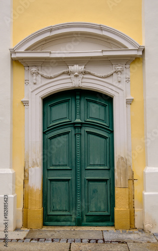 Wooden doors on church in Eisenstadt, Burgenland, Austria © Jan Mach
