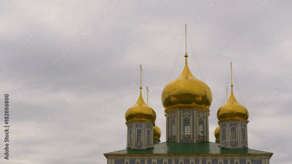 Domes Of The Assumption Cathedral Of The Tula Kremlin On A Background Of Clouds Domes Of The Assumption Cathedral Of The Tula Kremlin On A Background Of Clouds