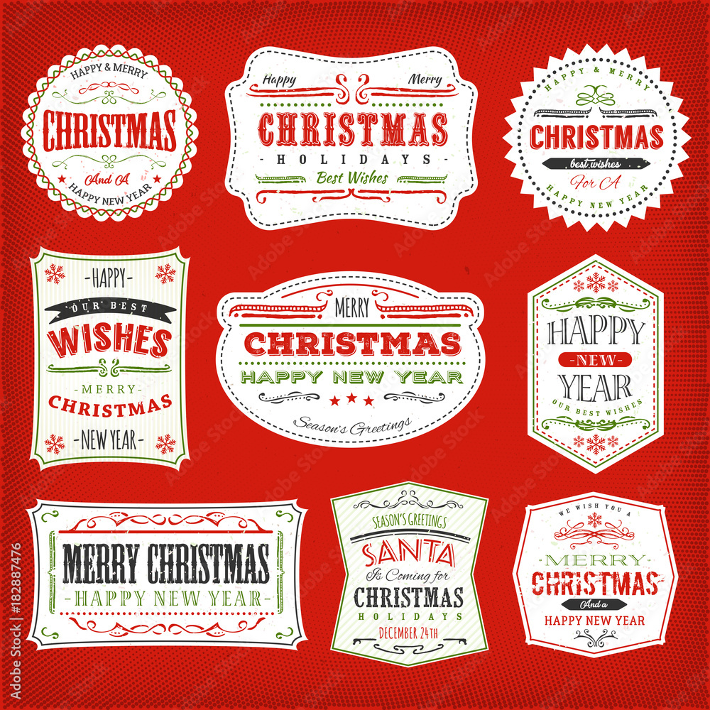 Vintage Christmas Frames, Banners And Badges