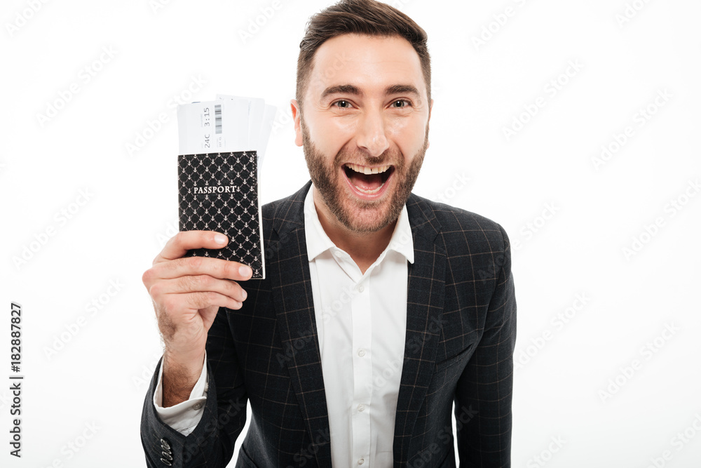 Close up portrait of a happy excited man Close up portrait of a happy excited man