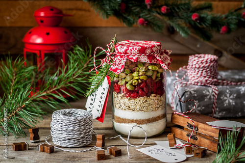 Obraz na płótnie Christmas Cookie Mix in a Jar