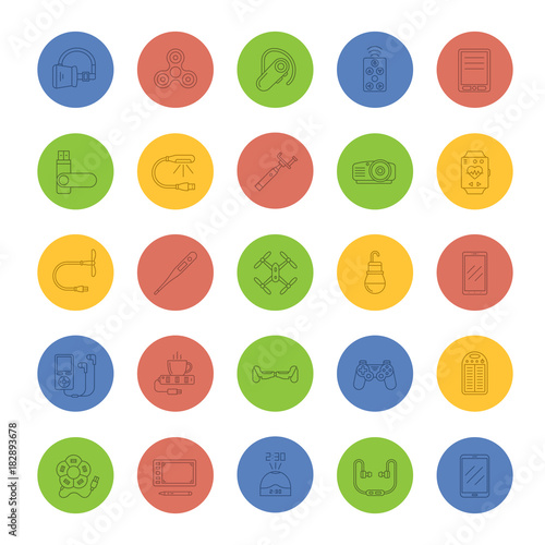Gadgets linear icons set