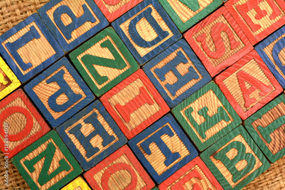 Alphabet Words on Wood blocks - Preschool Education concept Alphabet Words on Wood blocks - Preschool Education concept