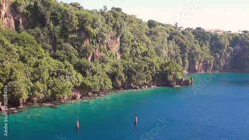 Rocky coast of island in Caribbean Sea. Kingstown, Saint Vincent and Grenadines