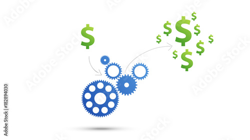 investimento, ingranaggi, ingranaggio, idea