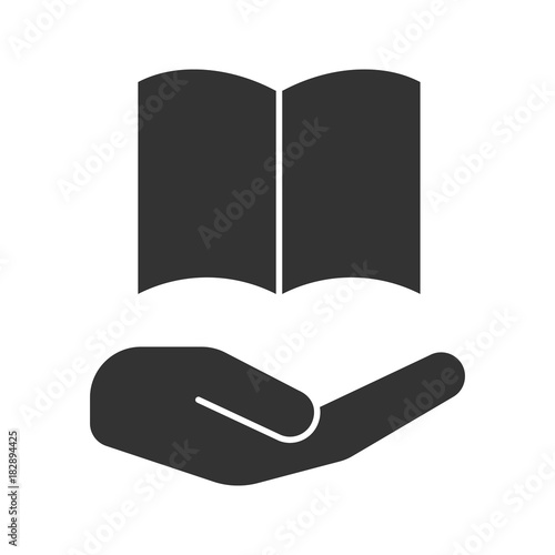 Open hand with book glyph icon