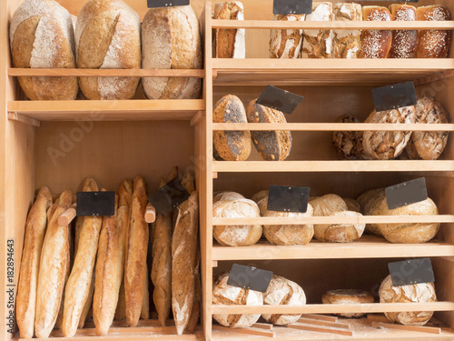 Bread, bakery in the shop window