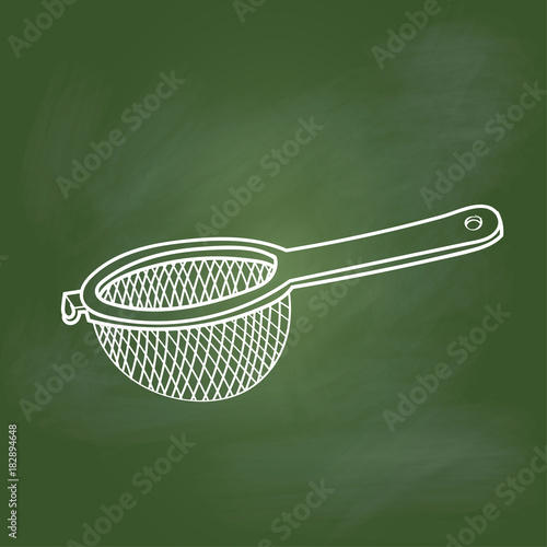 Hand drawing Sieve on Green board -Vector illustration