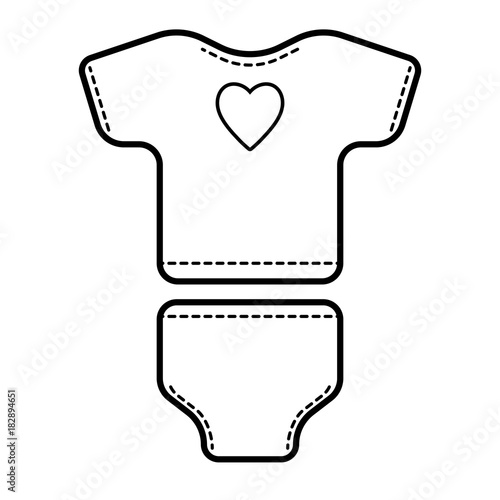 Tshirt. Panties. Baby icon on a white background, line design.