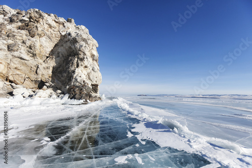 Lake Baikal  Borga-Dagan island. Winter landscape