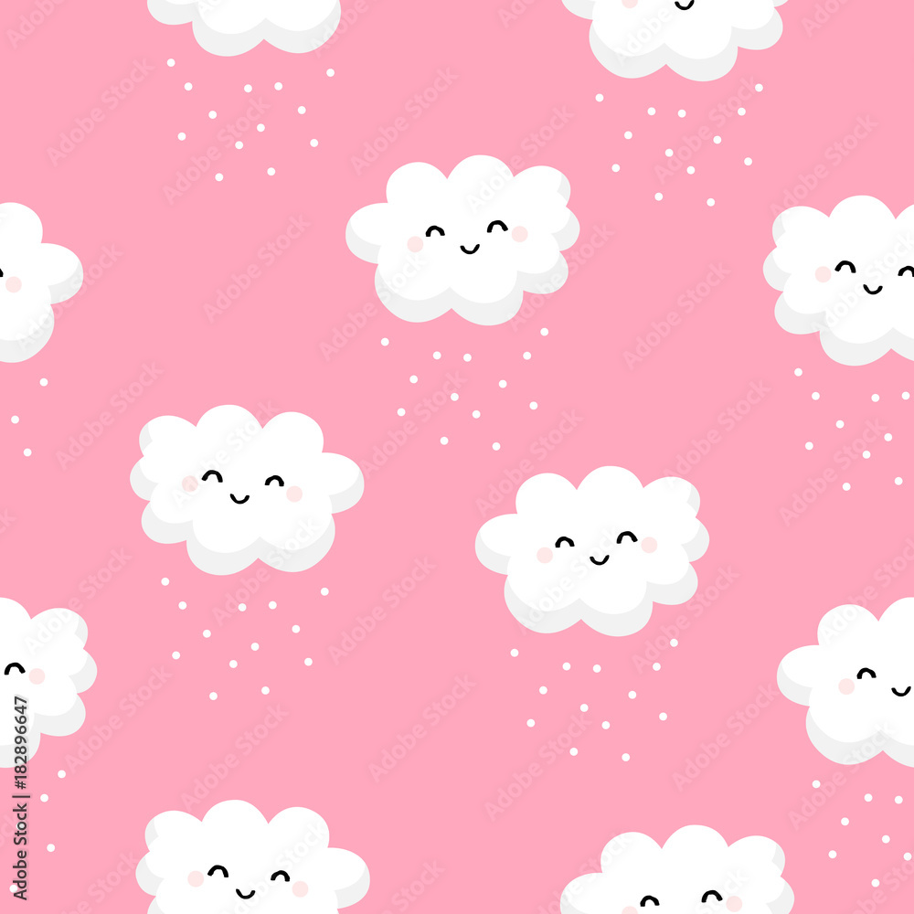 Seamless pattern with cute clouds and snow. Flat style. Vector illustration. Seamless pattern with cute clouds and snow. Flat style. Vector illustration.