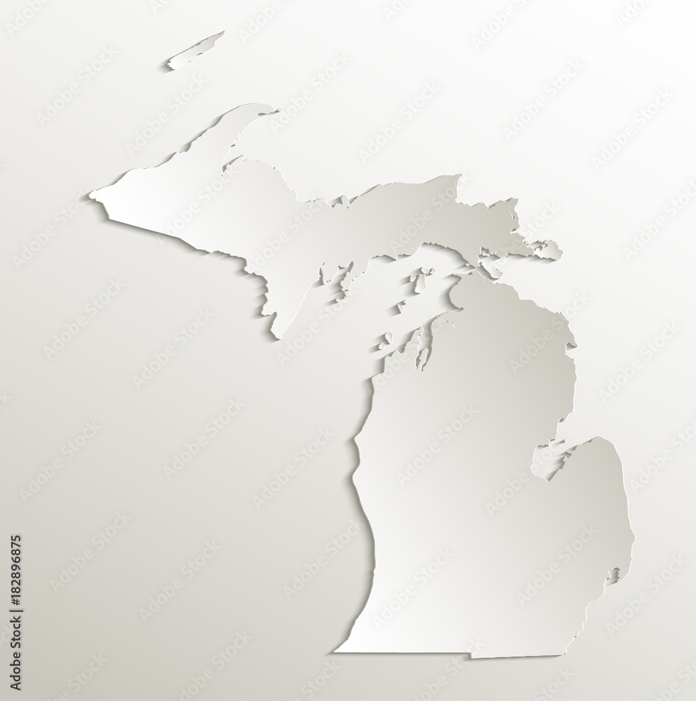 Michigan map card paper 3D natural vector