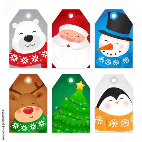 Christmas gift tags - cartoon characters