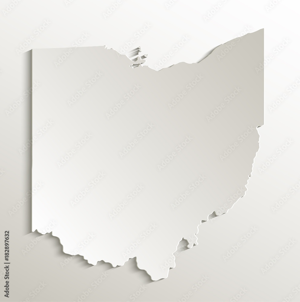 Ohio map card paper 3D natural vector