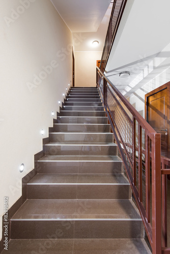 Large luxury staircase of marble in residential building