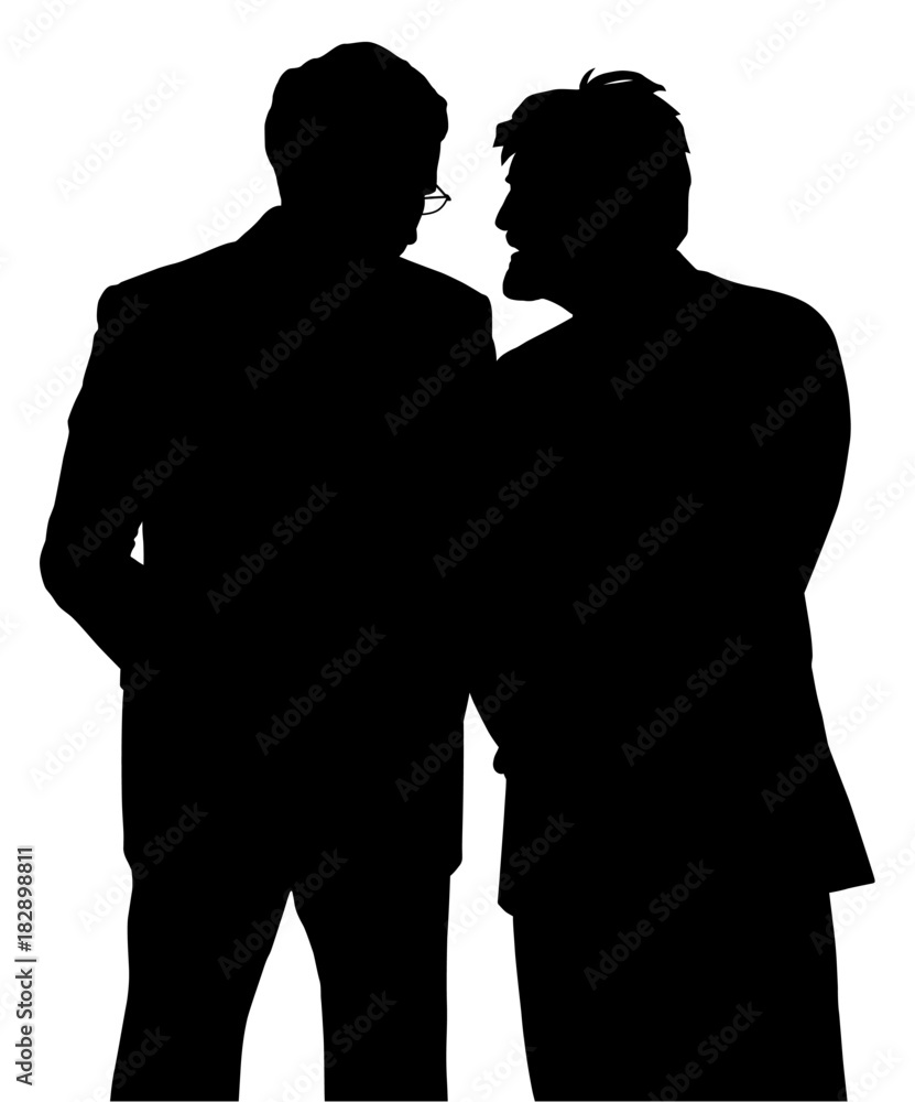 Two businessmen discreet conversation. Telling a secret.