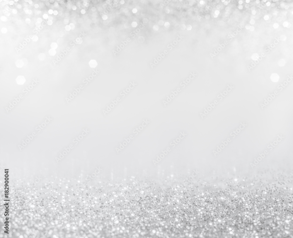 Abstract of Bright and sparkling bokeh background. silver and diamond dust bokeh blurred lighting from glitter texture - obrazy, fototapety, plakaty 