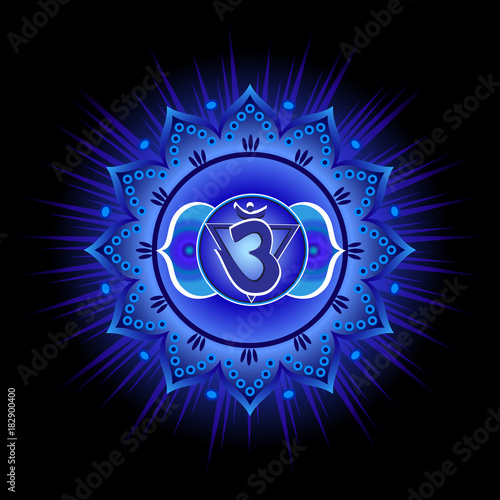 Circle mandala pattern. Ajna chakra vector illustration.