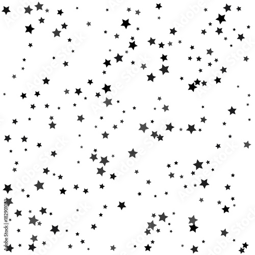 Abstract pattern of random silver stars. Silver Confetti.