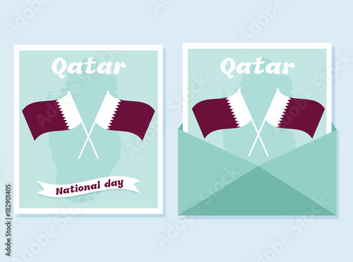 18 December.Qatar National Day card in national flag color theme.