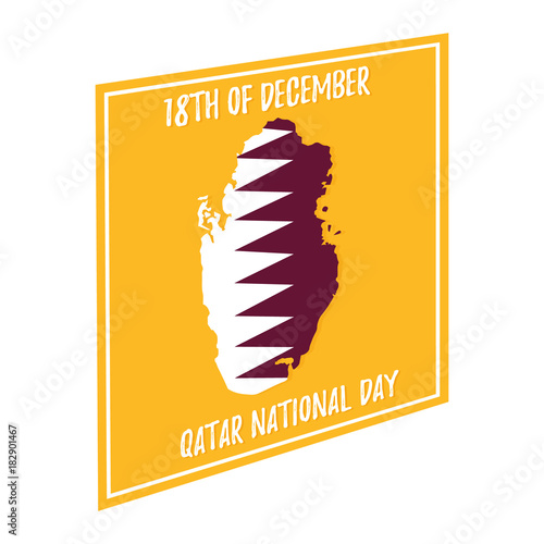 18 December.Qatar National Day card in national flag color theme.