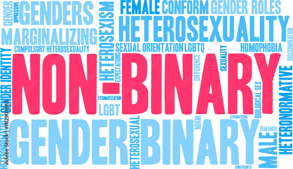 Non-Binary Word Cloud on a white background. Non-Binary Word Cloud on a white background.