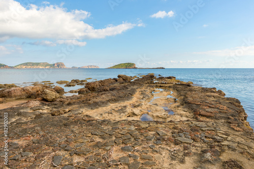 The coast of Des Canar in Ibiza, Balearic Islands photo