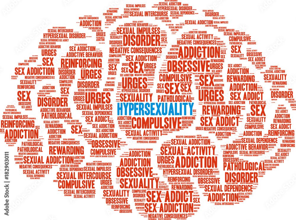 Hypersexuality Word Cloud on a white background. Stock Vector Adobe