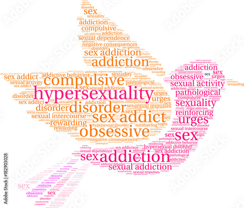 Hypersexuality Word Cloud on a white background. 