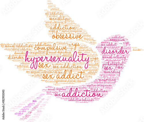 Hypersexuality Word Cloud on a white background. 