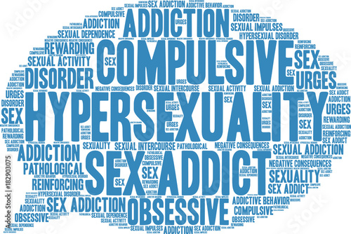 Hypersexuality Word Cloud on a white background. 
