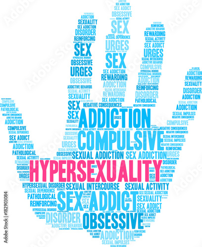 Hypersexuality Word Cloud on a white background. 