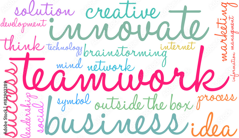 Teamwork Word Cloud on a white background. Teamwork Word Cloud on a white background.