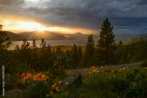 Okanagan Valley sunset and people enjoying the sunset