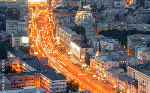 Photography Top view of the highway with great traffic in the city center
